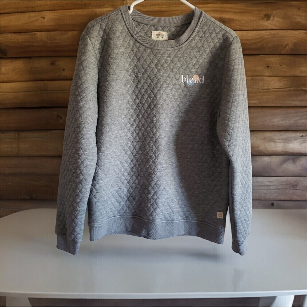 Marine Layer Sweatshirt M Womens Gray Corbet Blend Quilted Spotify SFO ATX BKN